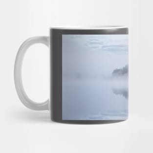 Calm foggy lake scape summer night Mug